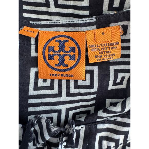 Tory Burch Sleeveless Greek Key Print Cotton Top - Picture 6 of 8